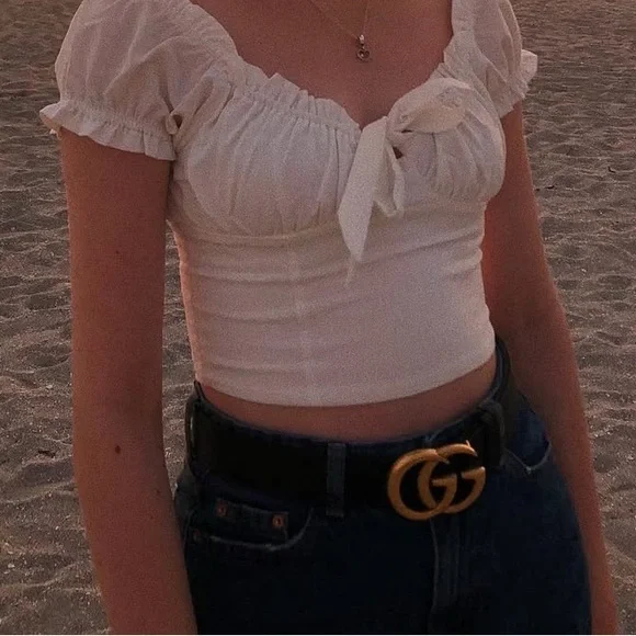 Chic White Ruffled Blouse - Picture 1 of 4